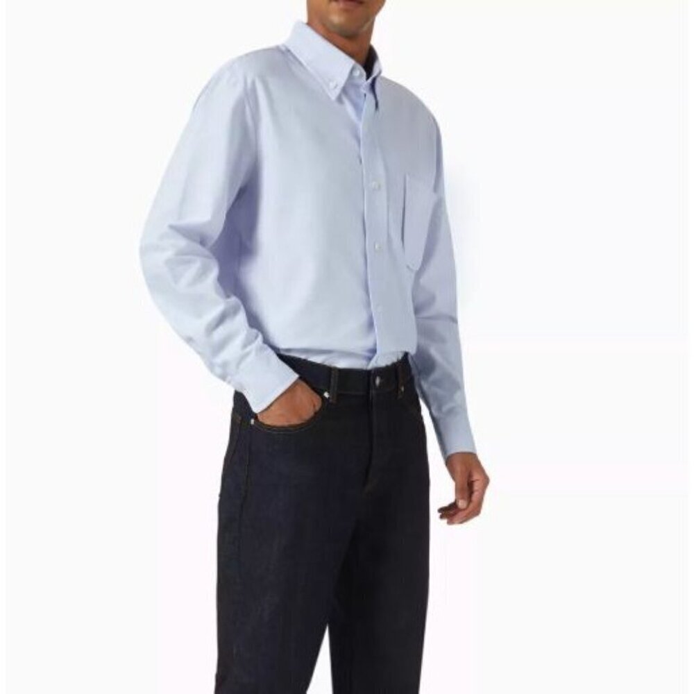 Sandro Oxford Shirt in Cotton Blue Long Sleeve Size XL
